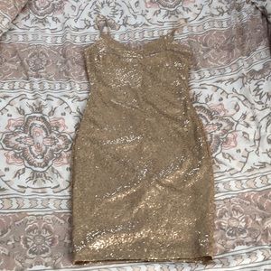 Gold Sequin Bodycon Midi Dress